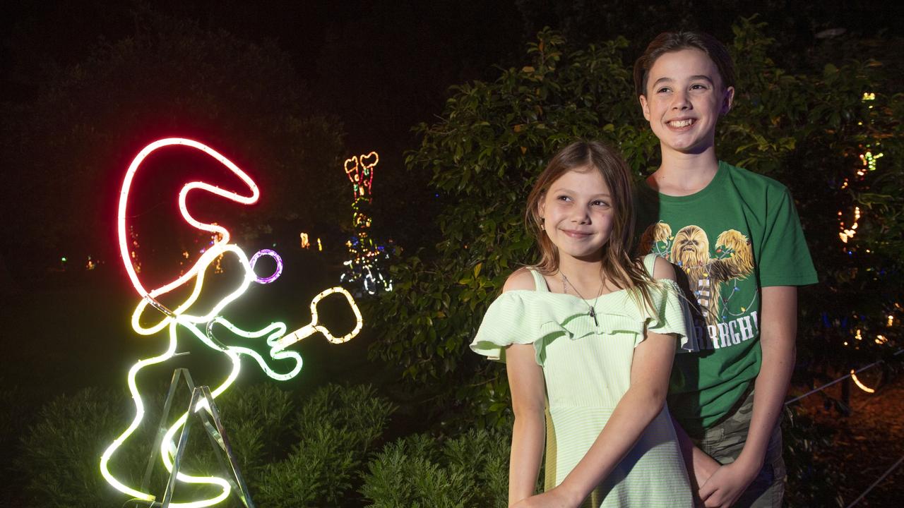 Summer and Dominic Smith. Opening of Toowoomba's Christmas Wonderland in Queens Park. Saturday, December 4, 2021. Picture: Nev Madsen.