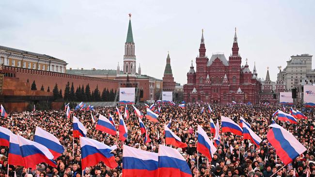 A rally and concert celebrating the 10th anniversary of Russia's annexation of Crimea, at Red Square in Moscow, on March 18, 2024. Picture: Natalia Kolesnikova/AFP