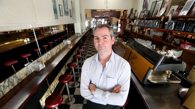 David Malaspina, who's family has run Bourke Street's Pellegrini's cafe since 1974 has closed due to Government shutdown laws as of Midday today. Picture: David Geraghty