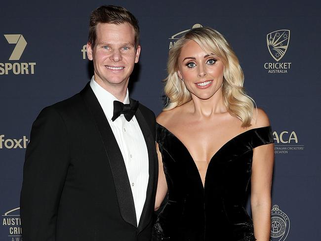 Steve Smith and wife Dani Willis arrive at the 2020 Cricket Australia Awards in February. Picture: Graham Denholm/Getty Images