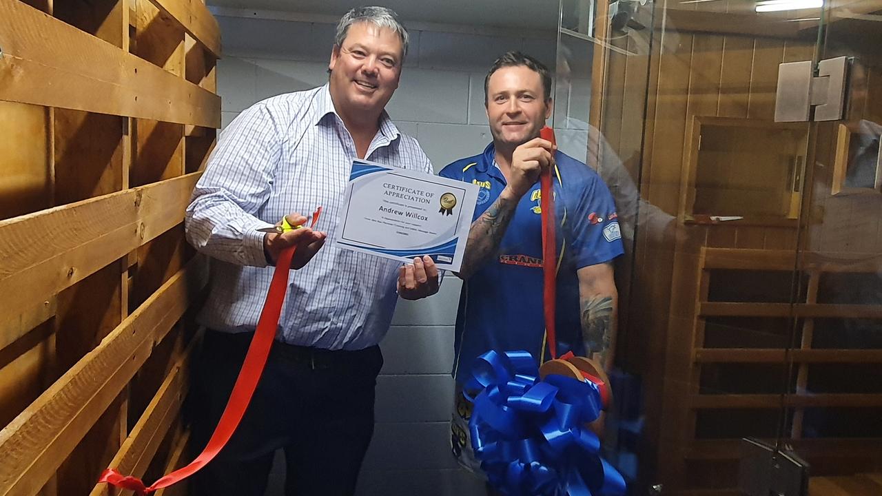 Whitsunday Mayor Cr Andrew Willcox was excited to officially open Wes Bau's new Chromotherapy infra-red sauna at Bowen. Picture: Supplied.