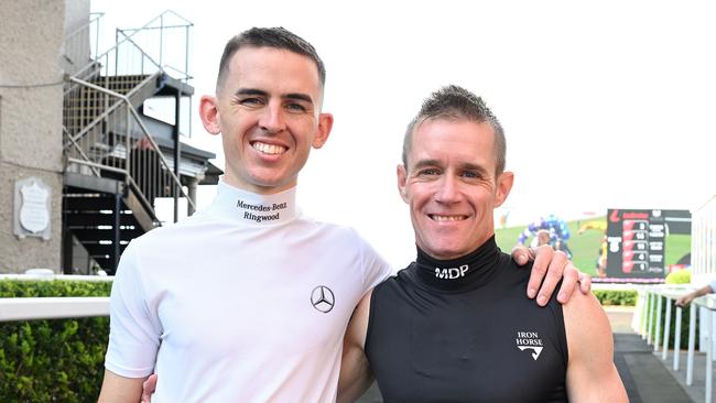 Queensland jockeys Ben Thompson and Mark Du Plessis will ride in the 2023 Melbourne Cup. Picture: Grant Peters - Trackside Photography.