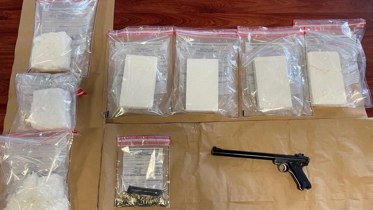 Craig Aaron Castle, 34, of Elderslie and Joshua Charles Hay, 40, of Swansea, are charged with trafficking in a controlled substance after they were allegedly found with 4kg of cocaine and 3kg of meth during an intercept at Rocky Cape on December 7, 2023.