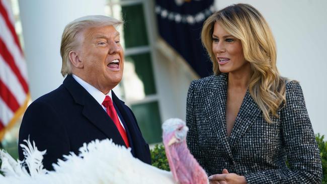 US President Donald Trump speaks after pardoning Thanksgiving turkey ‘Corn’. Picture: AFP