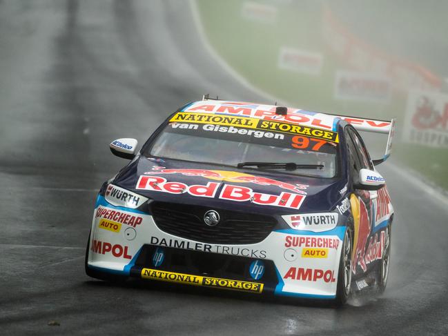 BATHURST, AUSTRALIA - OCTOBER 07: (EDITORS NOTE: A polarizing filter was used for this image.) Shane van Gisbergen driver of the #97 Red Bull Ampol Holden Commodore ZB during practice for the Bathurst 1000, which is race 30 of 2022 Supercars Championship Season at Mount Panorama on October 07, 2022 in Bathurst, Australia. (Photo by Daniel Kalisz/Getty Images)