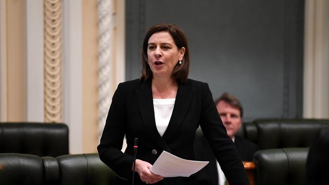 AUGUST 12, 2020. Queensland Leader of the Opposition Deb Frecklington speaks during Question Time at Parliament House in Brisbane. Picture: NCA NewsWire/Dan Peled