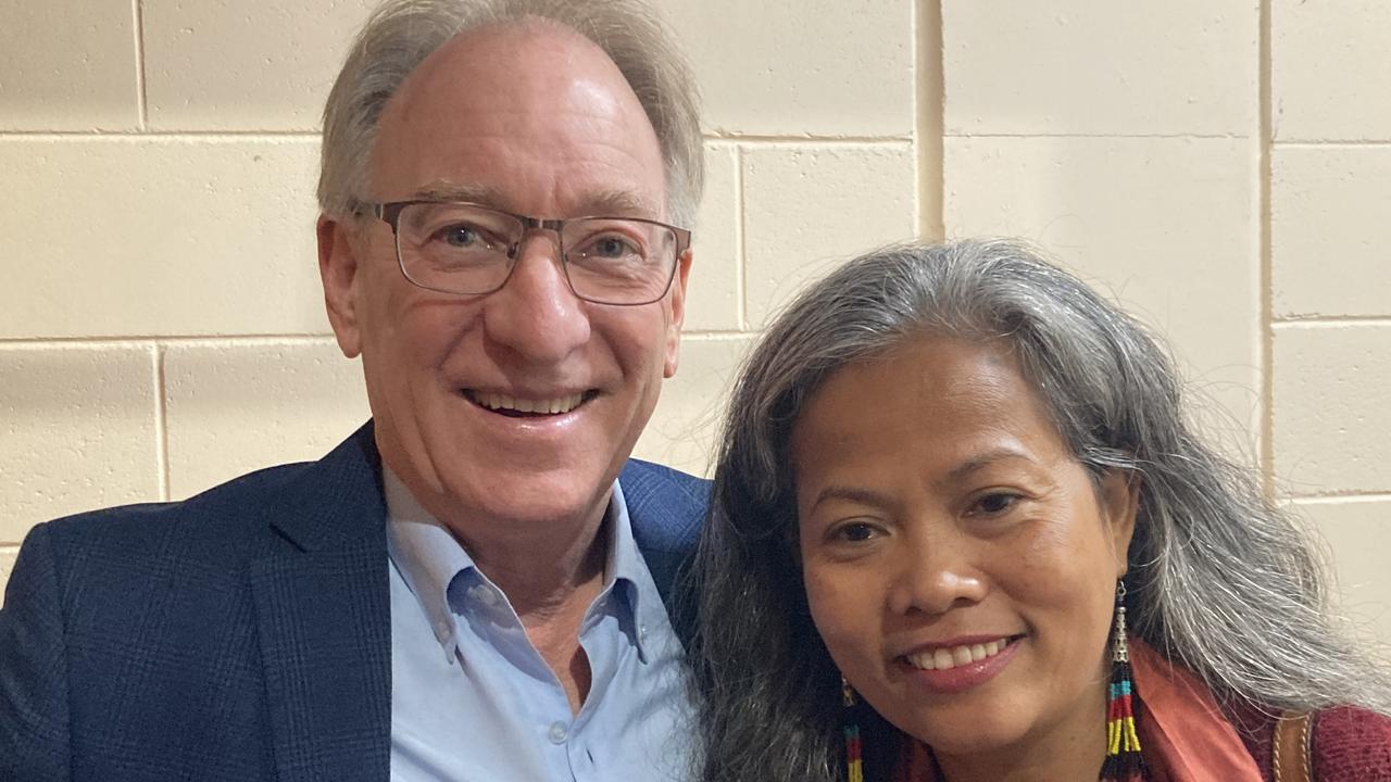 Peter and Savath Darch celebrate the 50th anniversary of the Rainbows Rugby League Football Club at its golden jubilee at the Gympie Showgrounds Pavilion on the night of June 3, 2023.