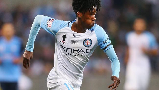 Bruce Kamau in action during Melbourne City’s FFA Cup final win.
