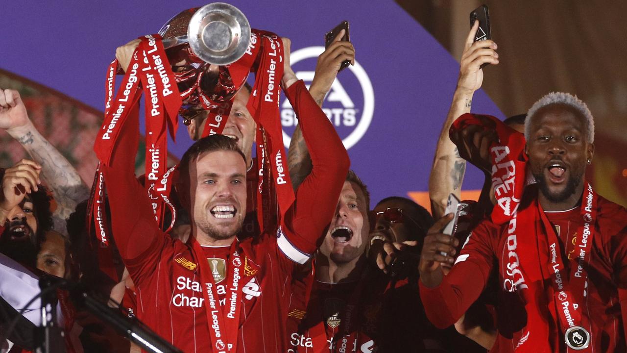 Liverpool captain Jordan Henderson finally got his hands on the Premier League trophy.