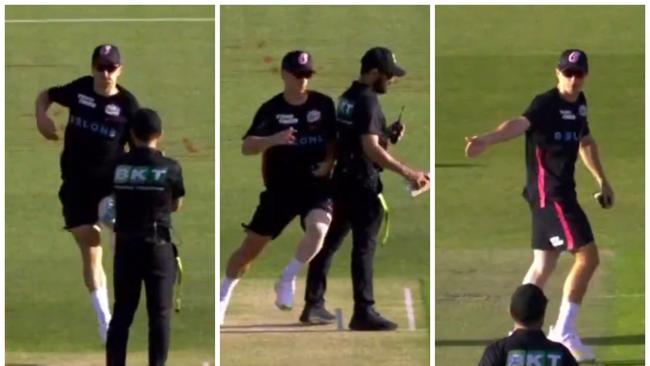 The run-up that cost Tom Curran four games of the BBL season.