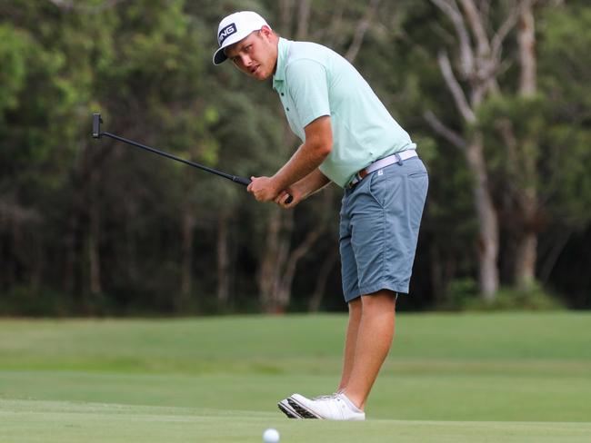 Coast golfer Shae Wools-Cobb is within reach of the frontrunners following the second day's play at the Queensland Open. Picture: Golf Queensland