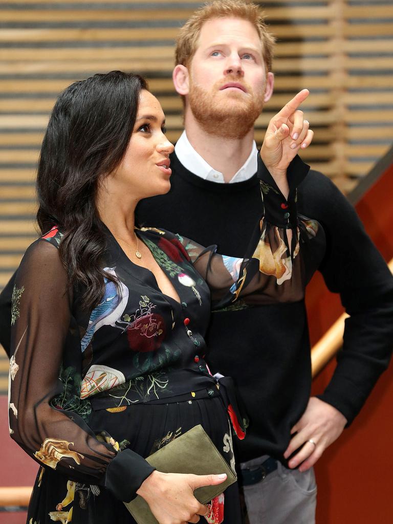 The Duchess of Sussex reacts as she visits the Bristol Old Vic theatre in Bristol. Picture: AFP