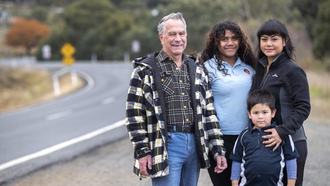 Tony Dowling with his family Nicky, 14, El, 5, and Kiki. Picture: Chris Kidd