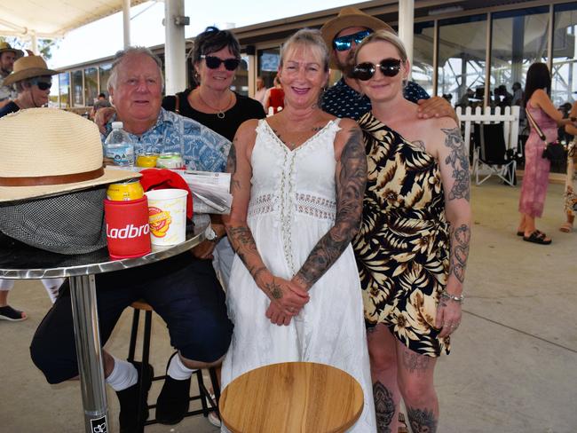 David Gunton, Denise Gunton, Corey Bailey, Skye Lamb and Kerrie Millar having an action-packed day at the Ladbrokes Stony Creek Cup on Sunday, March 09, 2025. Picture: Jack Colantuono