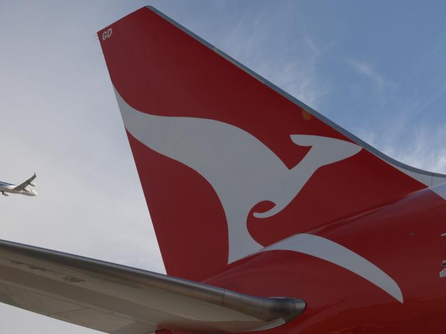 24/07/2007 LIBRARY: 24/07/2007. Qantas airlines unveiled it's new logo and the new interiors for the A380 Airbus at the qantas terminal in Sydney today. The new logo on a 767.