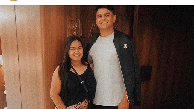 Latrell Mitchell rushed to Taree this week to drive pregnant partner Brielle to stay with his parents.