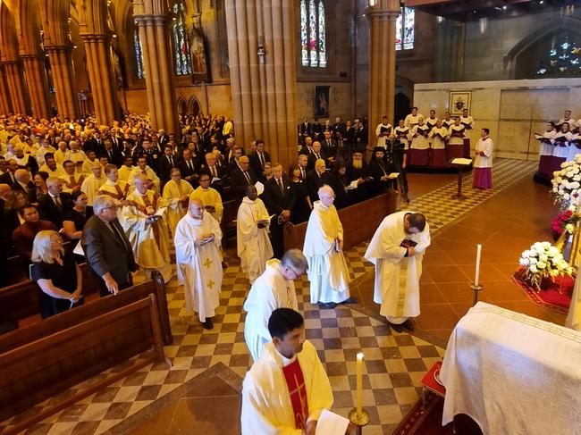 The solemn pontifical mass for Cardinal Pell at St Mary's Cathedral. Picture: Giovanni Portelli/The Catholic Weekly