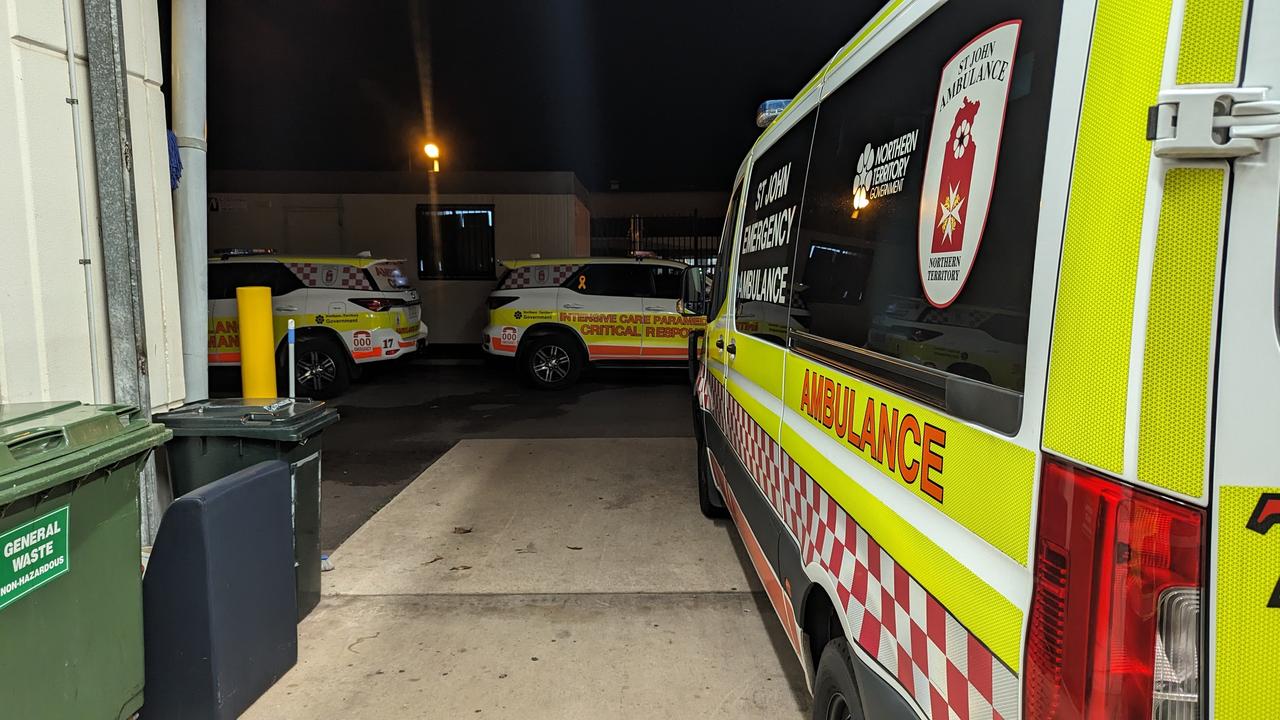 St John Ambulance NT units ramped at the Royal Darwin Hospital. Picture: Alex Treacy