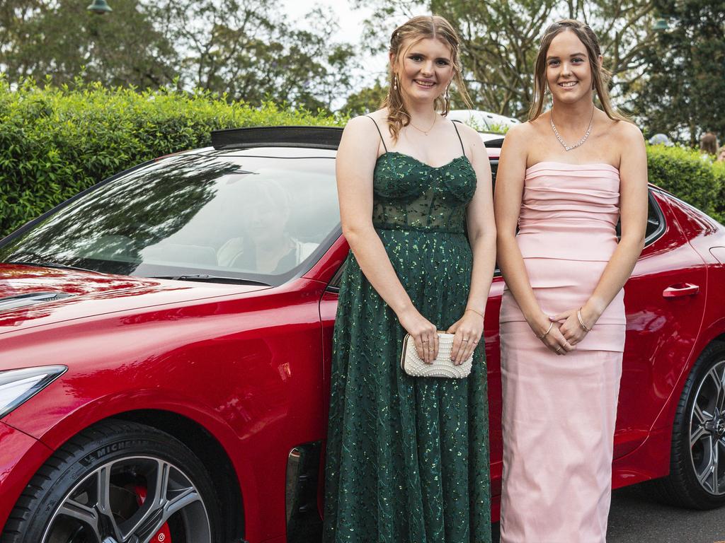 Graduates Lucy Warne (left) and Dakota Jones at Toowoomba Christian College formal at Picnic Point, Friday, November 29, 2024. Picture: Kevin Farmer