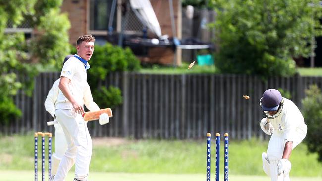 Action from the match between Brisbane State High School and Nudgee College. BSH's Kallum Russell appeals. Picture: Tertius Pickard