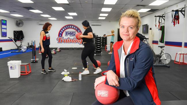 The Prime Minister has ordered all gyms to close by noon today due to coronavirus. F45 Unley owner Helen Schubert closed her gym this morning. Picture: AAP/Brenton Edwards