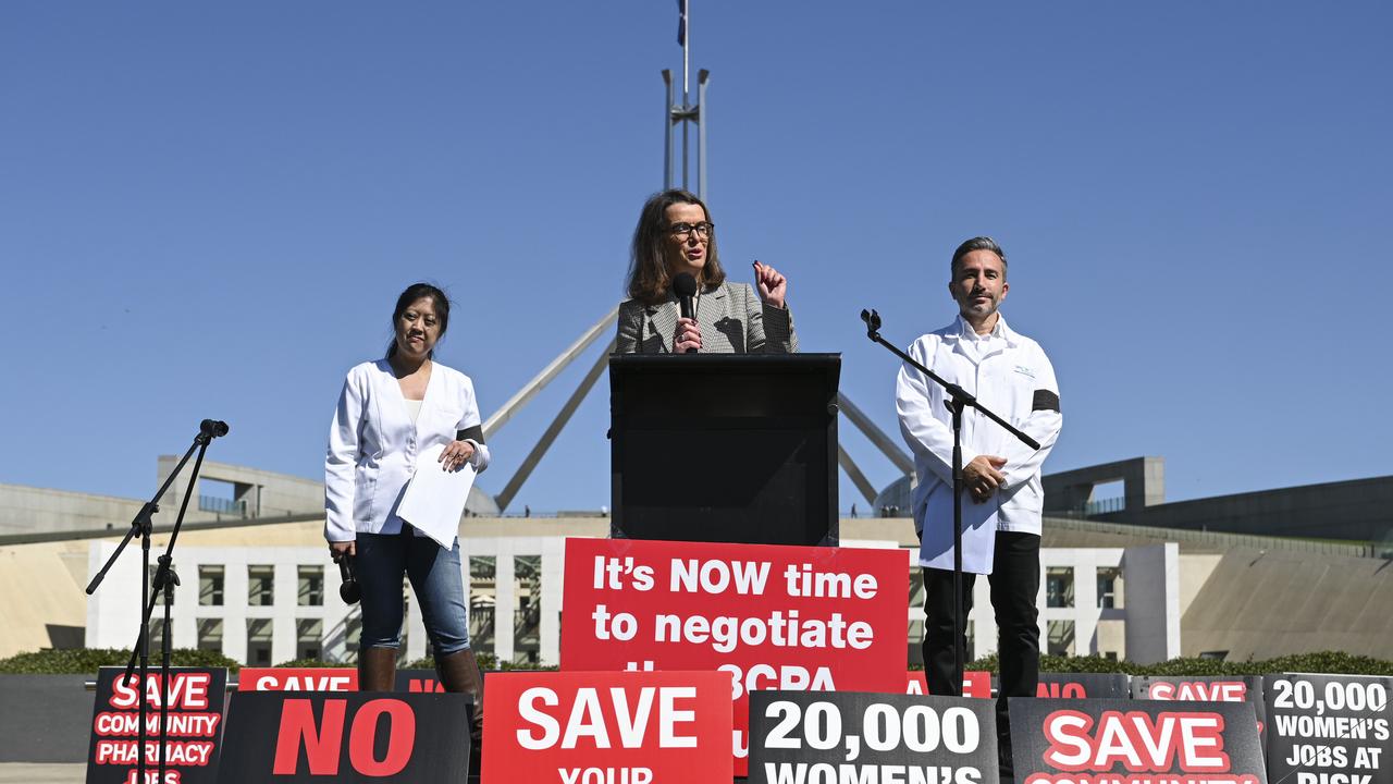 The opposition’s health spokesperson Anne Ruston addressed the rally. Picture: NCA NewsWire / Martin Ollman