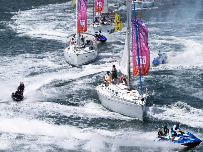 Australia Day activities on Sydney Harbour pictured from HMAS Choules. Picture: AAP