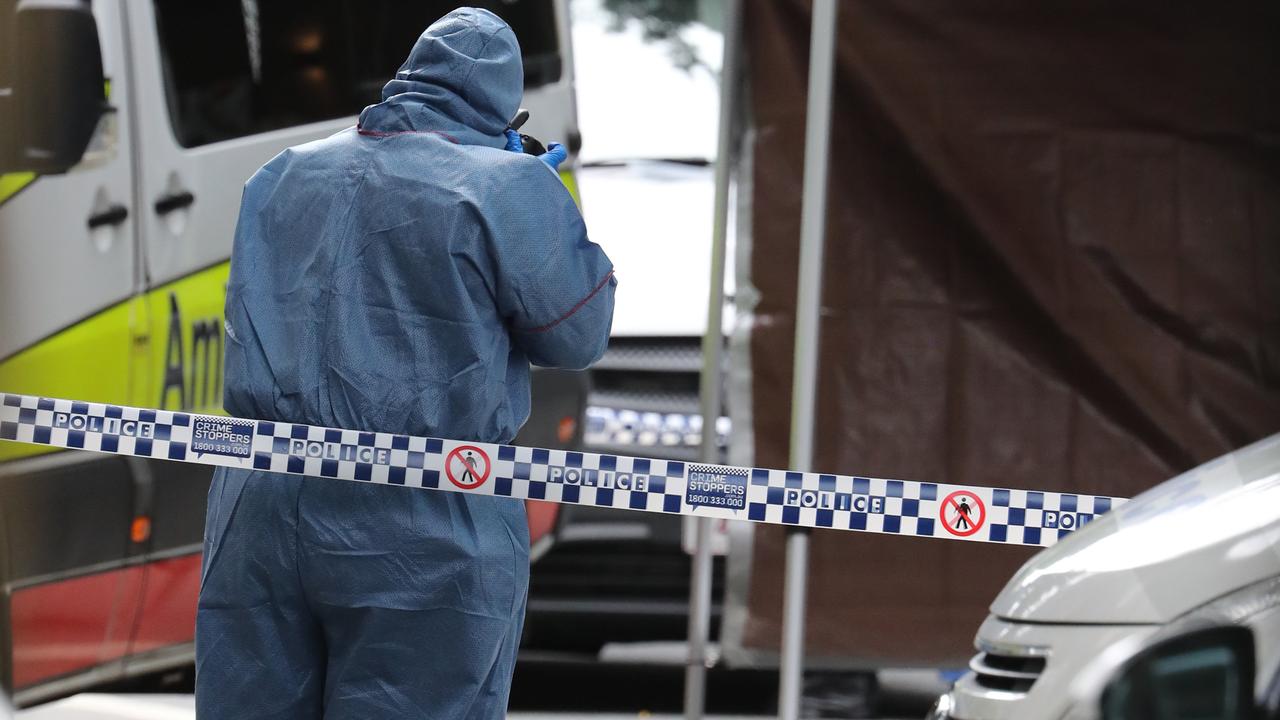 Police at the scene of a shooting in Mary Street in the Brisbane CBD. Pic Peter Wallis