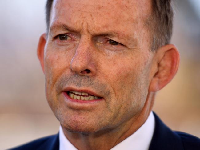Former prime minister Tony Abbott at a press conference at Parliament House in Canberra, Monday, September 4, 2017. (AAP Image/Mick Tsikas) NO ARCHIVING