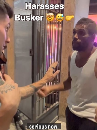 Perth busker Nicholas Ferralis has shared a video of a tense encounter with a member of the public.