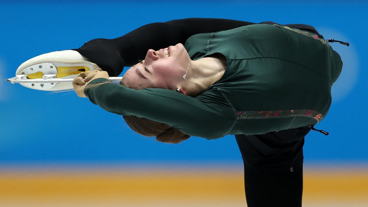 Kamila Valieva during a figure skating training session. Photo by Matthew Stockman/Getty Images