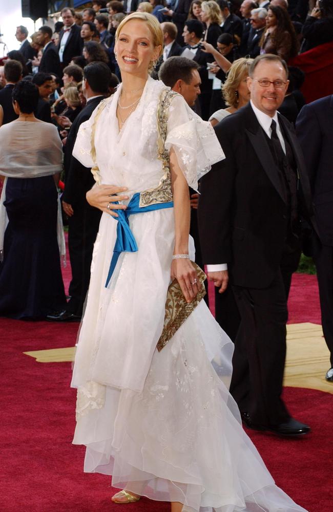 Uma Thurman attends the 76th Annual Academy Awards at the Kodak Theater on February 29, 2004 in Hollywood, California. Picture: Getty