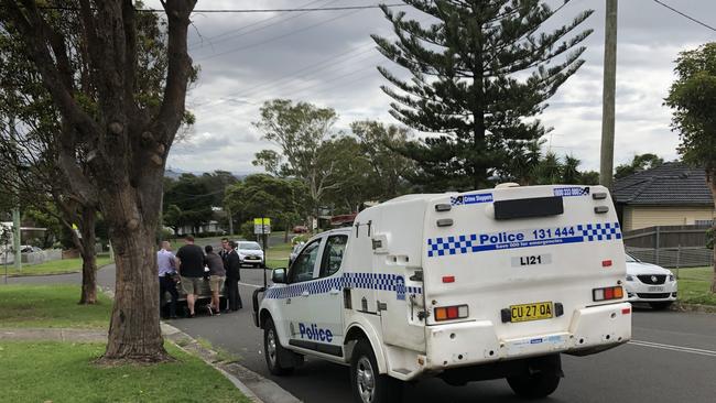 Police on Bradman Ave on Monday morning. Picture: Madeline Crittenden