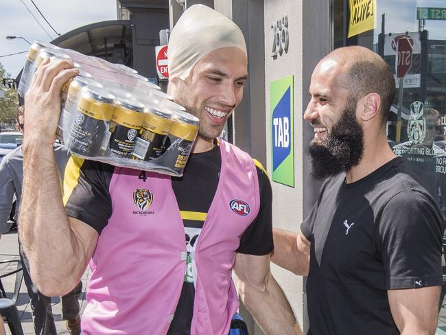 Alex Rance and Bachar Houli arrive for the club’s end-of-season celebrations. Picture: Jason Edwards