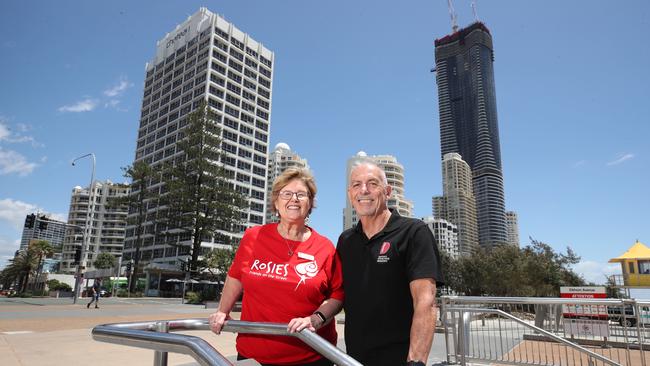 Rosie's CEO Jayne Shallcross and Drug Arm's Richard Norman are preparing for a 20k strong teenage stampede for this year’s Schoolies festival on the Gold Coast. Picture Glenn Hampson.