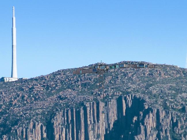 An artist’s impression of proposed cable car development on kunanyi/Mt Wellington. Picture: MWCC