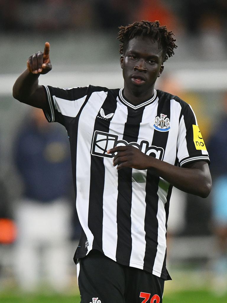 Wednesday’s friendly at the MCG is the first time Garang Kuol has played for Newcastle United. Picture: Getty Images