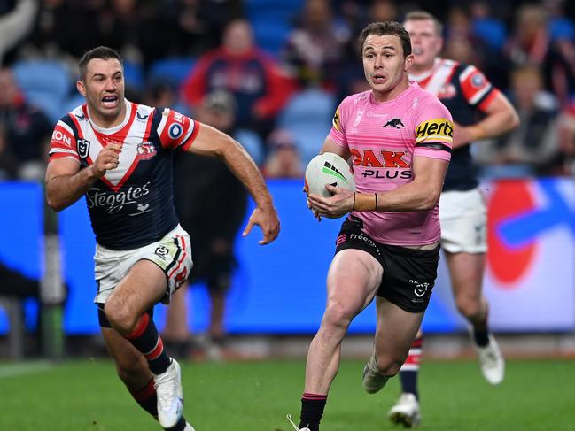 Dylan Edwards (R) is the form fullback in the state. Picture: NRL