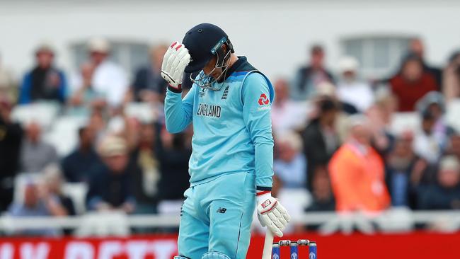 Joe Root of England looks dejected after being dismissed. Picture: Getty