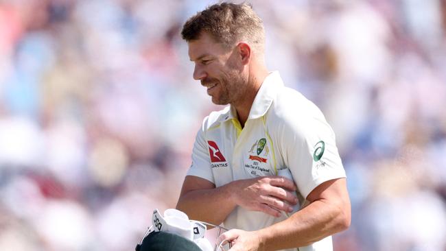 Warner leaves the field after being dismissed by Stuart Broad of England during day two at Headingley. Picture: Getty Images