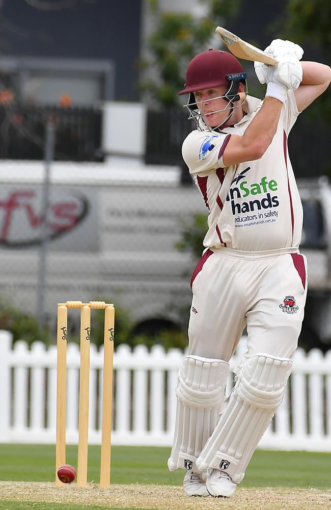 Toombul batsman Scott Palombo Sci-Fleet Motors club cricket competition between Toombul and Redlands Saturday October 1, 2022. Picture: John Gass