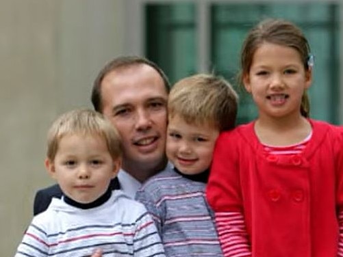 A screen grab from 60 Minutes promotion featuring Peter Dutton and his family.  Peter Dutton with his children Tom,  Harry and Rebecca.