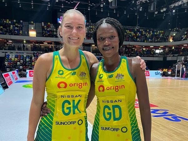 Sunday Aryang after her Australian debut. Picture: Netball Australia.