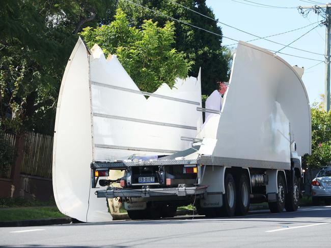 The crash on Annerley Rd left the truck in tatters. Picture: Annette Dew