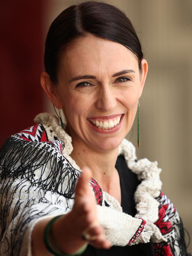 Jacinda Ardern speaks at the upper Treaty grounds Te Whare Runanga earlier this month. Picture:/Getty Images