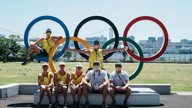 Tokyo Olympics 2021. Australian Athletes settle into Olympic village life. Images posted on Instagram by athletes give us a look at what lives like in the village. Australian swimmers Emily Seebohn, Madeleine Gough, Emma Mceon, Kiah Melverton, Cam McEvoy, Mac Horton and David Morgan. Picture: Instagram /Mac Horton