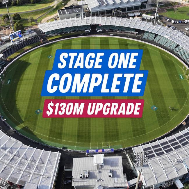 UTas Stadium stage one complete. Picture Supplied