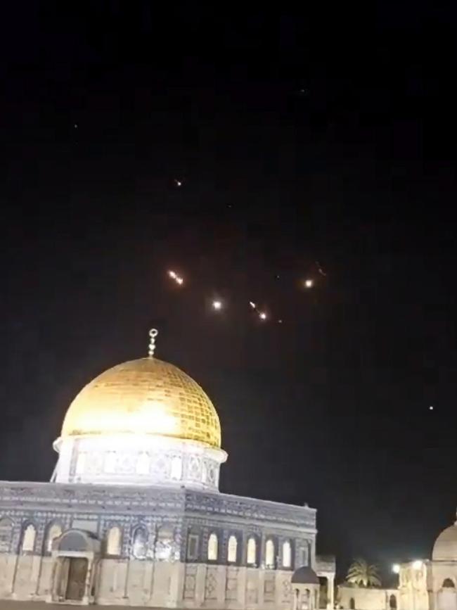 The Iron Dome intercepts Iranian drones over the Temple Mount. Picture: X