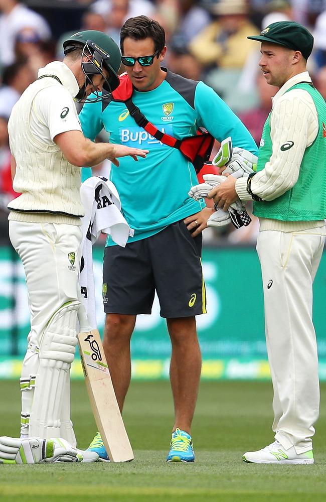 Paine was in plenty of discomfort after copping a knock while batting in Adelaide