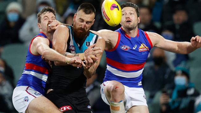 The Power were smashed in contested ball. Picture: Getty Images